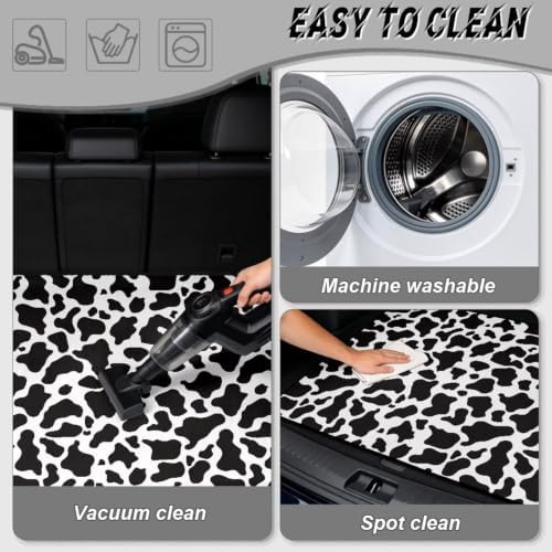 Black Cow Print Liner for SUV Sedan 29"x39" - Image 5
