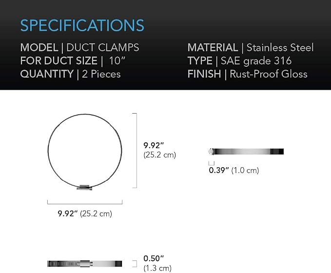 AC Infinity Stainless Steel Duct Clamps, Ventilation - Image 3