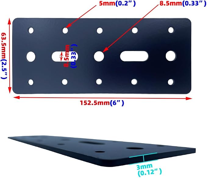 4 PCS 6"X2.5" Straight Steel Flat Plate, Heavy Duty Mending Plate Joining - Image 4