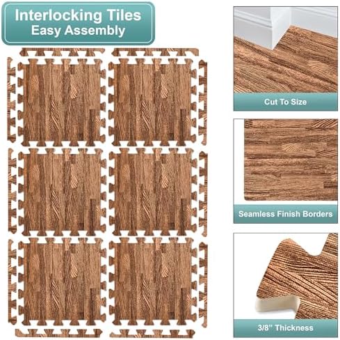 Sorbus Wood Grain Foam Floor Tiles - Image 7
