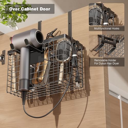 Voldra Hair Dryer Holder Cabinet Door, Adhesive Hair Tool Organizer Wall Mount - Image 5