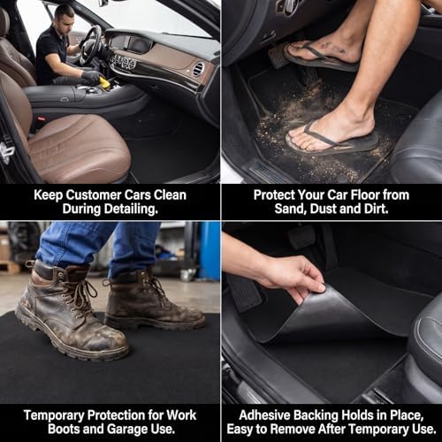 WILLBOND 10 Pcs Self Adhesive Disposable Car Floor Mats, Felt 15.7"x19.6" - Image 3
