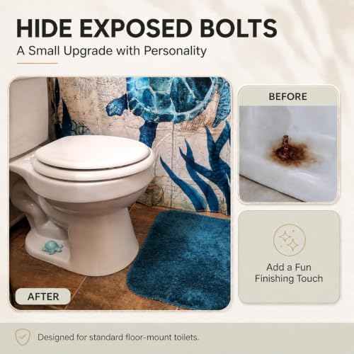 Sea Turtle Ceramic Toilet Bolt Covers Decorative Bathroom, 2 Pack - Image 2