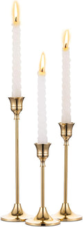 Candlestick Holders Taper Candle Holders, Brass Gold Candlestick Holder Set by Nuptio