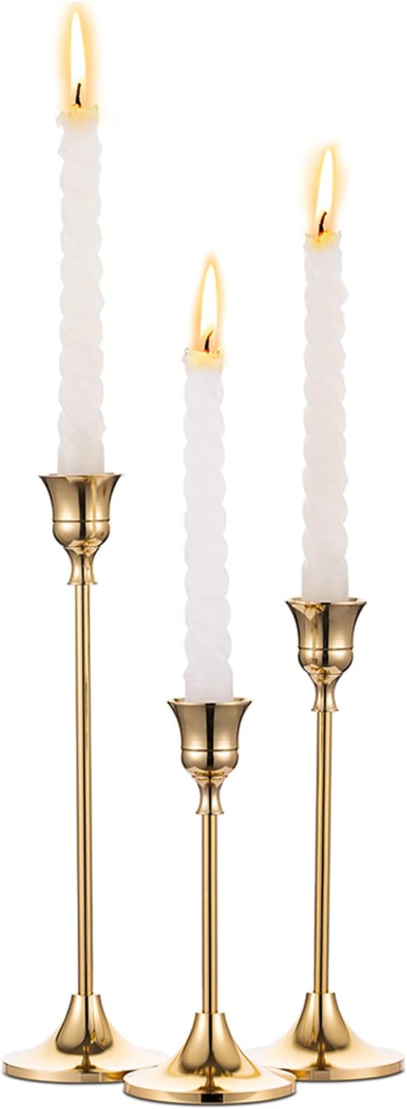 Candlestick Holders Taper Candle Holders, Brass Gold Candlestick Holder Set by Nuptio