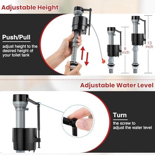 Saillong Universal Toilet Flusher Replacement Kit, Fill Valve, 2-Inch Flapper - Image 3