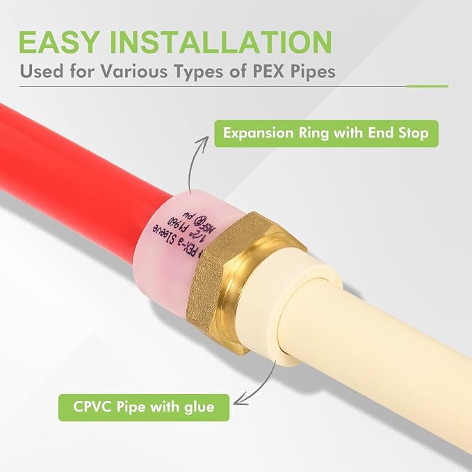 12 Pack 1/2" Pex-A x 1/2" CPVC Transition Adapter Heavy Duty Brass Barb PEX - Image 9