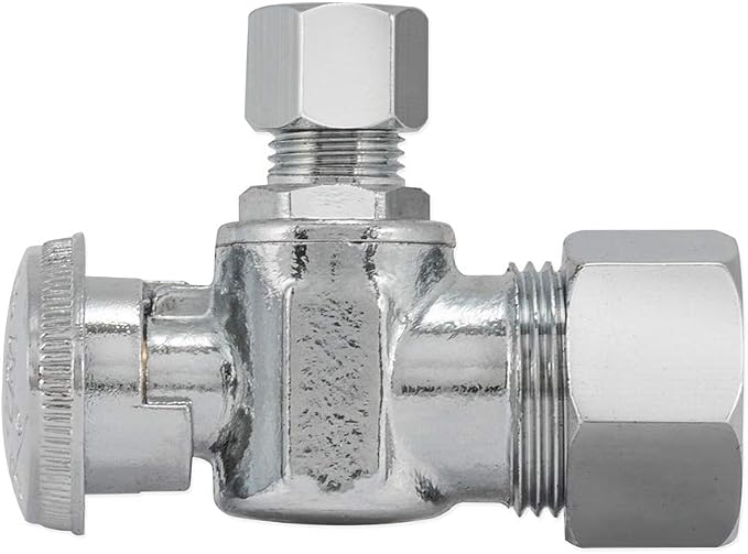 Eastman 1/4 Inch OD x 5/8 Inch OD Quarter Turn Angle Stop Valve, Brass Plumbing - Image 3