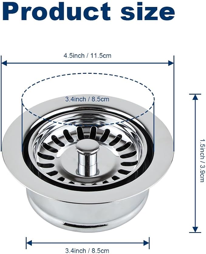 ZM Garbage Disposal Strainer and Stopper Combo, 3.5" Sink Drain, SUS 304 Steel - Image 5
