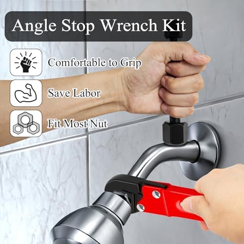 Ponpon Angle Stop Wrench Kit, Plumbing Tools, Angle-on Plumber Wrench - Image 5