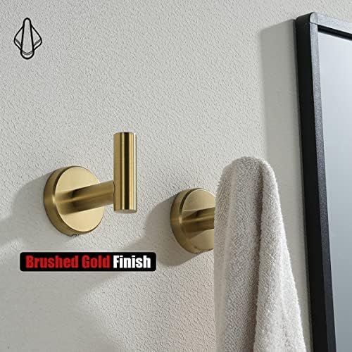 JQK Bathroom Towel Hook Brushed Gold, Brass Coat Robe Clothes Hook - Image 6