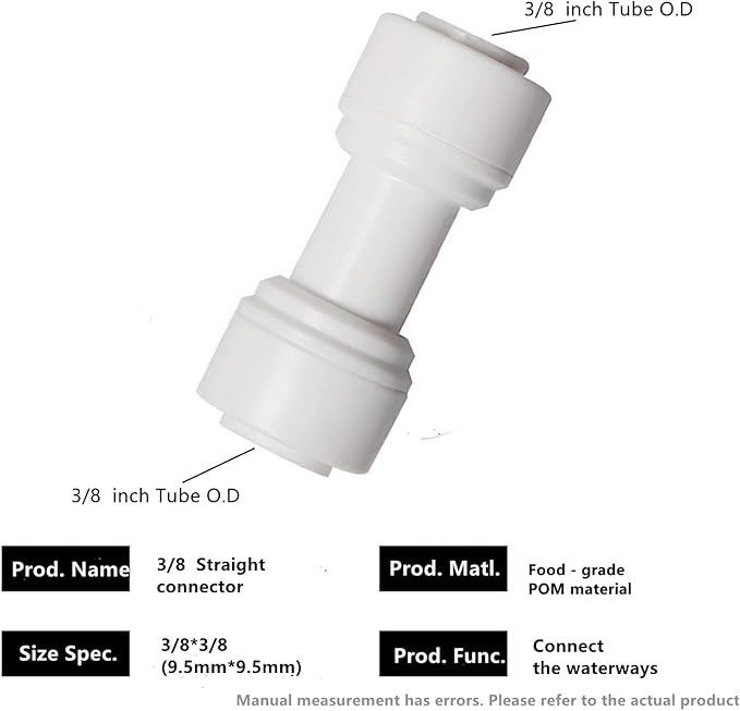 Food-Grade Quick Connector Push-In Tube Fitting 3/8 inch Tube OD to 3/8 inch - Image 2