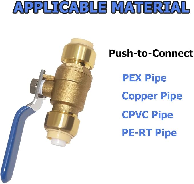 Hooshing 2 Pack 1/2 Inch Push-Fit Full Port Ball Valve, Push-to-Connect - Image 3