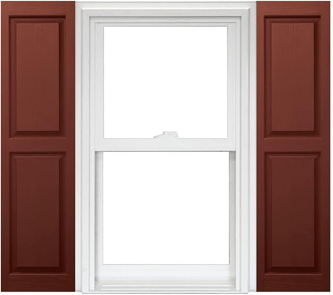 Homeside Raised Panel Vinyl Shutter 1 Pair 14-1/2in. x 75in. 044 Cranberry by Polaris