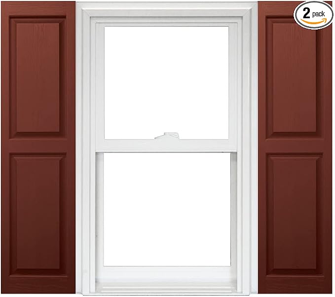 Homeside Raised Panel Vinyl Shutter 1 Pair 14-1/2in. x 55in. 044 Cranberry by Polaris