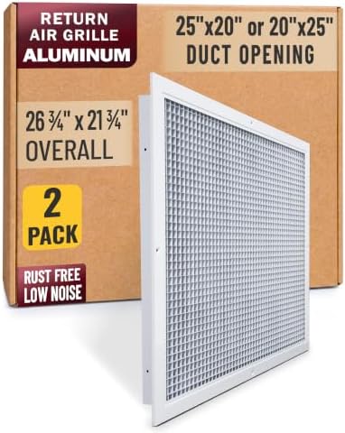 Fits 25x20 and 20x25 Duct Opening | Aluminum Eggcrate Return Air Grille | Low by Handua