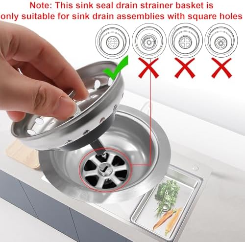 2 Pcs Kitchen Sink Filter and Plug Combination Basket, 304 Stainless Steel - Image 6