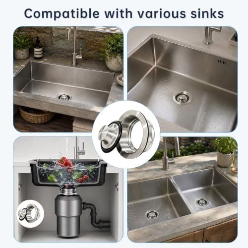 Garbage Disposal Flange and Stopper, Brushed Stainless Steel - Image 7