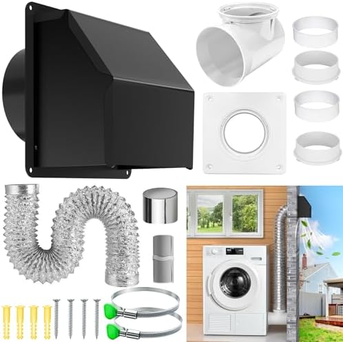 4 inch Dryer Vent Connector Kit, 90 Degree Dryer Vent Elbow, Dryer Wall Vent Cap by Home
