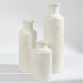 White Ribbed Ceramic Vase Set of 3, Clay Bottle Vases by CheeryStow