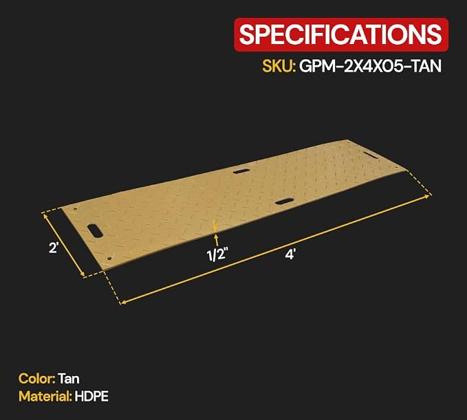 2' x 4' Ground Protection Mats w/Double Sided Diamond Plated Tread Design - Image 6