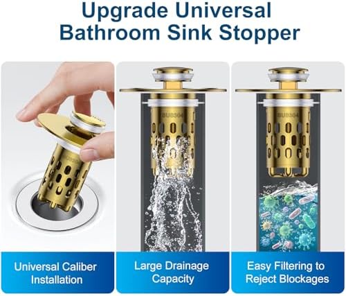 Bathroom Sink Drain Strainer, All Metal Pop-Up Sink Stopper - Image 6