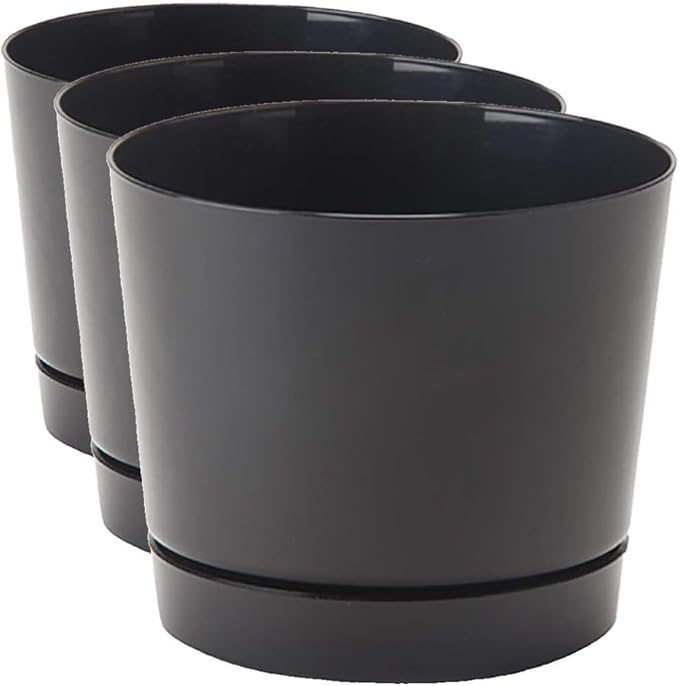 Novelty Majestic Full Depth Round Cylinder Pot, Glossy Black by Novelty