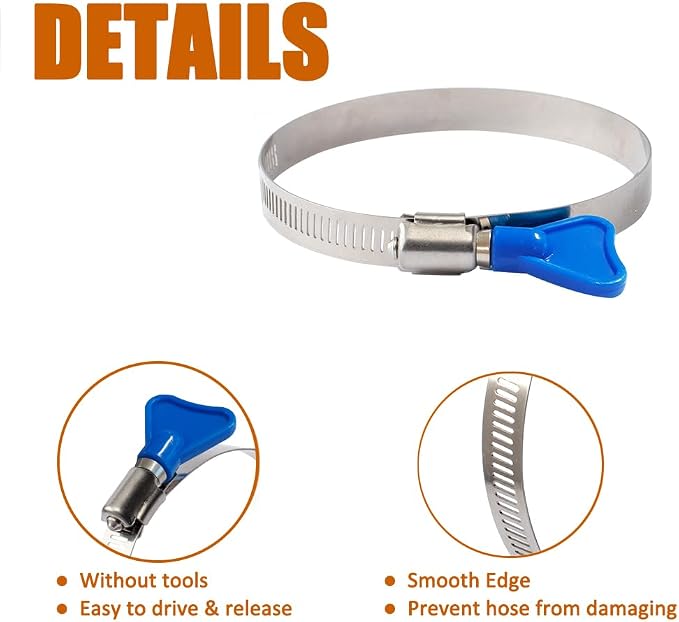 ISPINNER 2pcs 6 Inch Key-Type 304 Stainless Steel Worm Gear Hose Clamps - Image 4