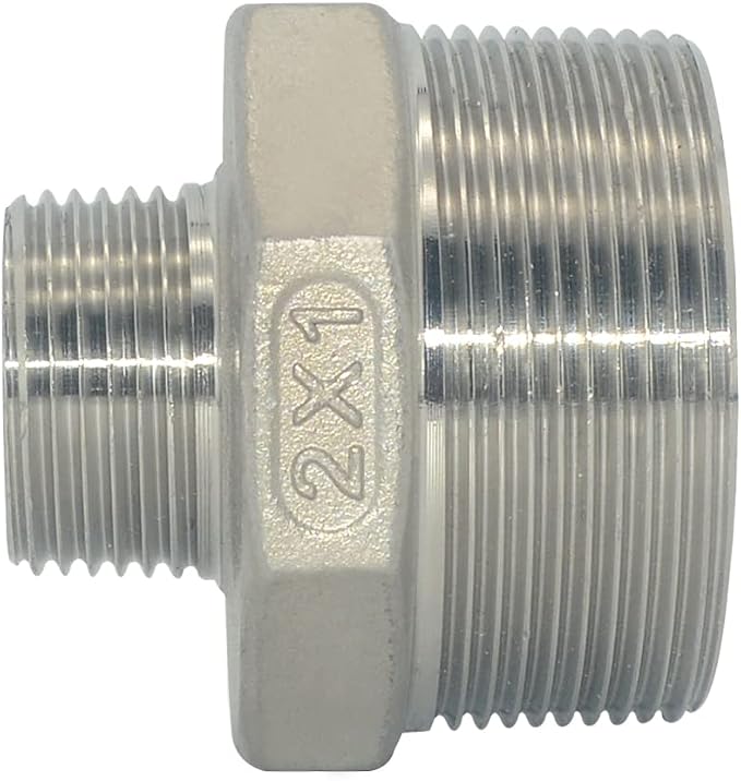 2" x 1" Male Threaded Reducing Nipple Fitting/Adapter, Stainless Steel SS304 - Image 2