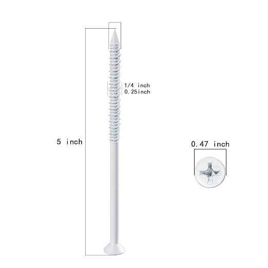 WenSilon 1/4" x5 White Concrete Screw Anchor White Flat Head - Image 2