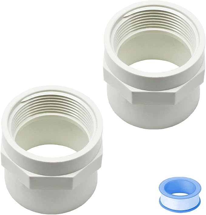 2PCS 2 Inch PVC Coupling Fittings White Socket to Female Thread PVC Pipe by HayEastdor