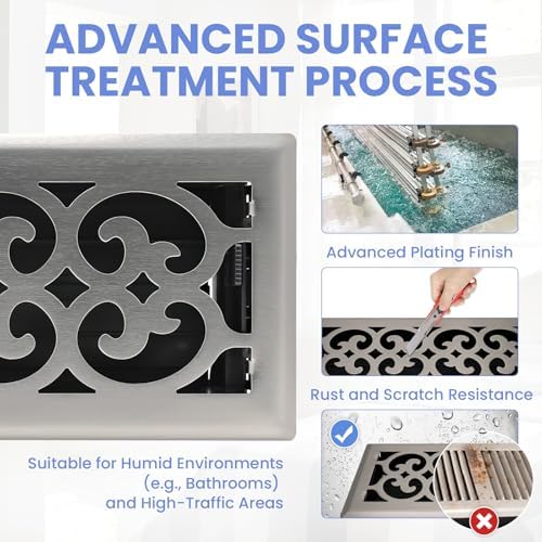 Howeall 4x12 Inches Heavy Duty Walkable Floor Register Easy Adjust Air Supply - Image 3