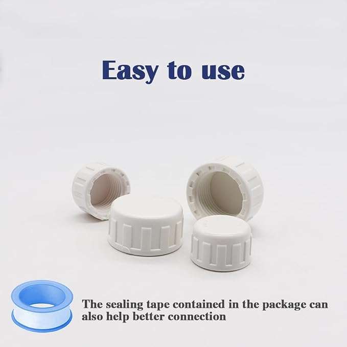 12PCS 3/4inch PVC Coupling Cap Pipe Fittings White PVC Pipe End Cap Plug - Image 5