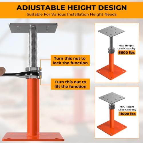 4-Pack Adjustable House Floor Jacks, 5-8 Inch Telescoping - Image 6