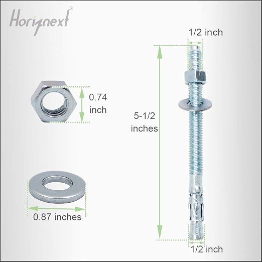 1/2 Concrete Anchors, Wedge Anchors Bolts, 30-Pc | Zinc-plated carbon steel - Image 2