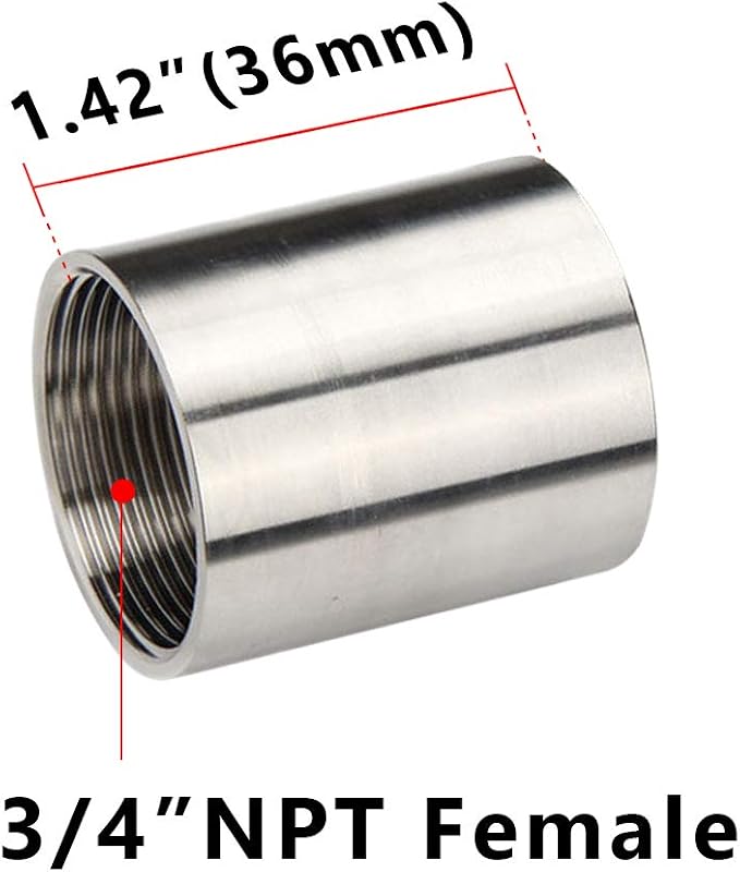 Feelers 304 Stainless Steel Cast Pipe Coupling Fitting, Female Coupler Adapter - Image 2