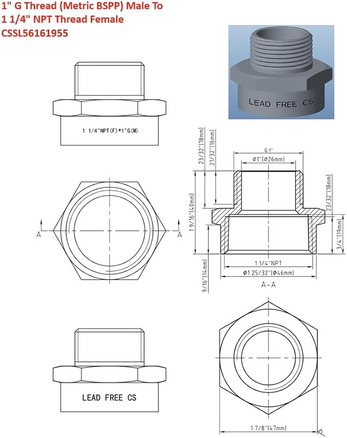 Cascada Lead-Free Brass Adapter - Image 2