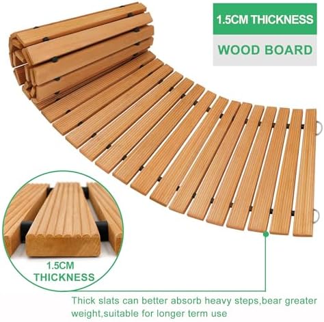 RELIANCER 6' Wooden Garden Pathway, Outdoor Roll Out Cedar Curved Walkway - Image 3
