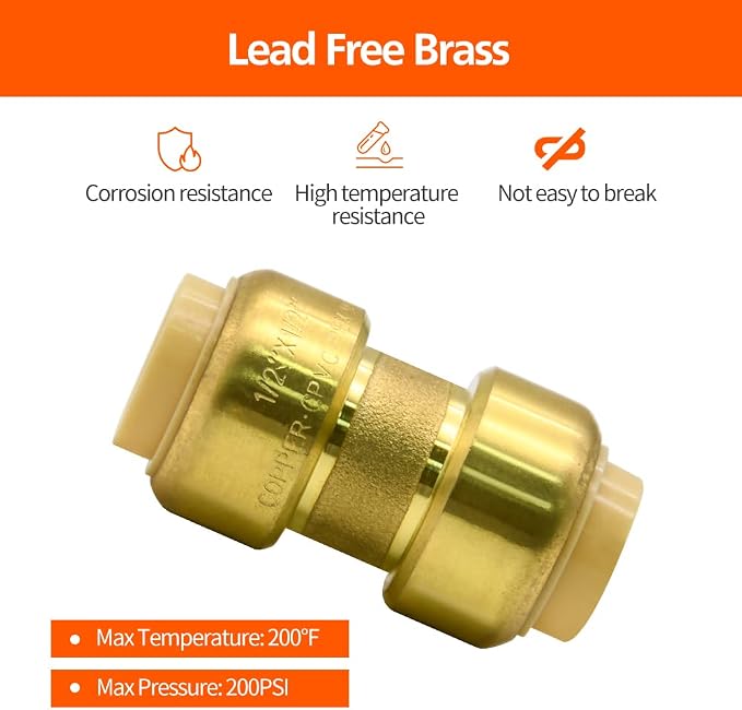 2 Pack Push-to-Connect Plumbing Fittings, 1/2" Pushfit Straight Fittings - Image 5