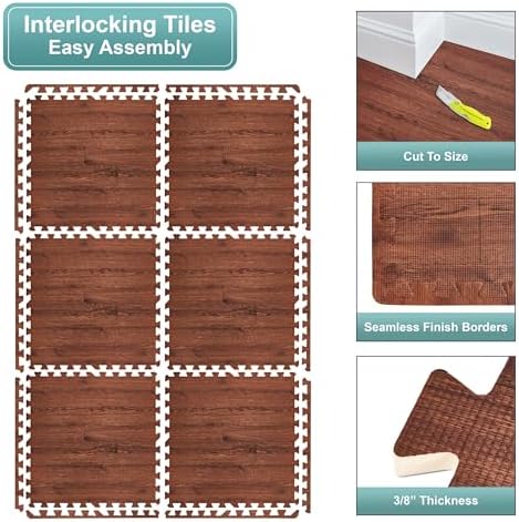 Sorbus Wood Grain Floor Tiles Foam Mat EVA Interlocking Mats Tile 3/8-Inch - Image 6
