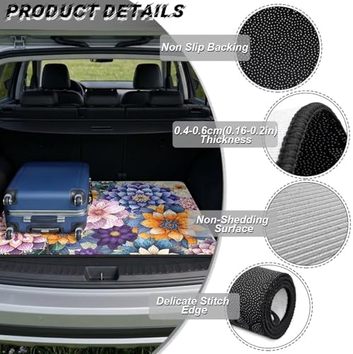 Purple Floral Car Trunk Mat Universal Fit 29"x39" - Image 6