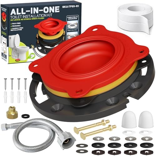 Toilet Flange Repair Kit with Elastic Wax Ring & 16" Supply Line by boeemi