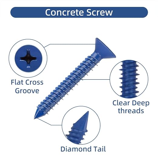 60Pcs 3/16" x 1-1/4”Concrete Screws - Image 3