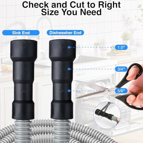 Universal Dishwasher Drain Hose - 6 Ft Corrugated Discharge Hose Flexible - Image 2