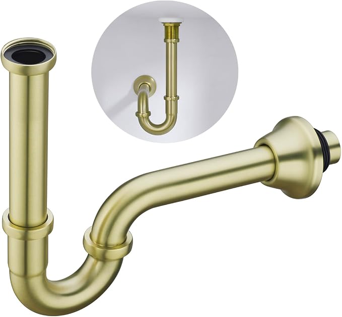 Brass P Trap U-Shape 1 1/4 Sink Drain Pipe by SEABEFORE