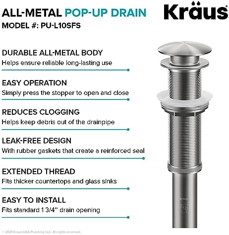 KRAUS Pop-Up Drain in Chrome - Image 2