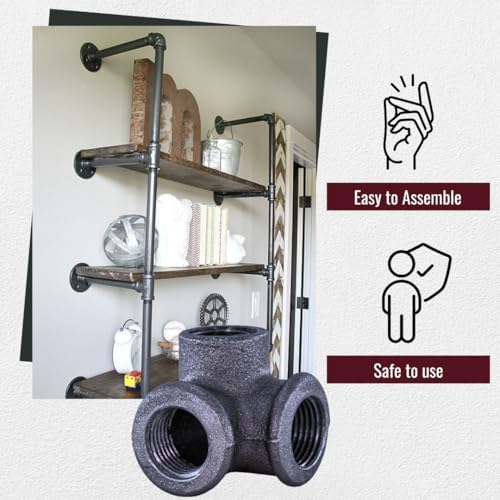 1/2" 3-WAY ELBOW: Industrial Threaded Black Iron Pipe Fittings; Natural - Image 4
