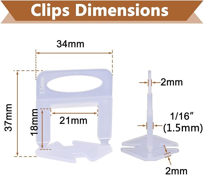 2000 PCS Tile Leveling System Spacers Clips 1/16'' | 2000-Piece Tiles Leveler - Image 3