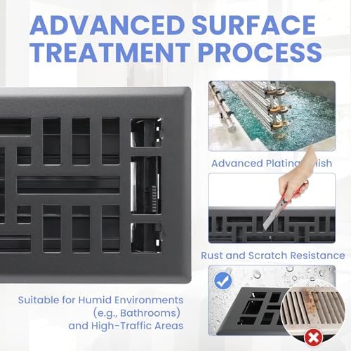 Howeall 4x14 Inches 2 Pack Heavy Duty Walkable Floor Register Easy Adjust Air - Image 3
