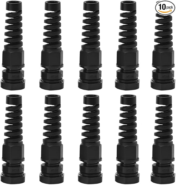 Strain Relief Cord Connector, CGELE 10 Pack NPT 1/4" Waterproof Cable Gland by CGELE